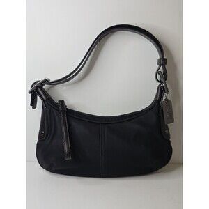 Coach Black Nylon Leather Hobo Shoulder Bag Pochette J3K-6671 Metallic Y2K